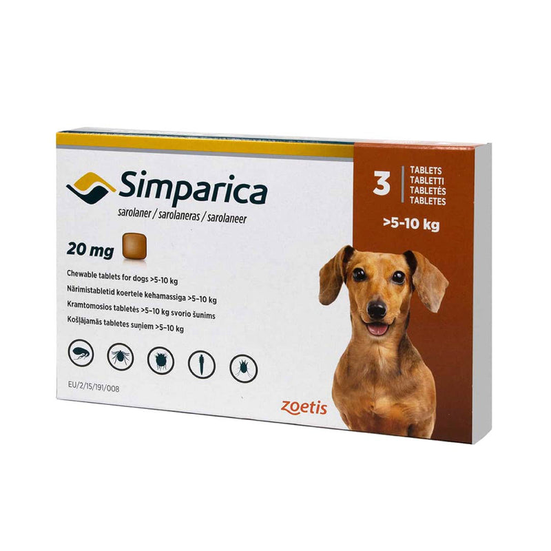 ANTIPARASITARIO SIMPARICA 20MG 5.1-10KG  X 3 COMPRIMIDOS