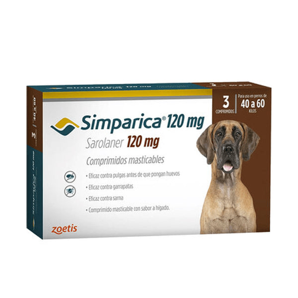 ANTIPARASITARIO SIMPARICA 120MG 40.1-60KG  X 3 COMPRIMIDOS