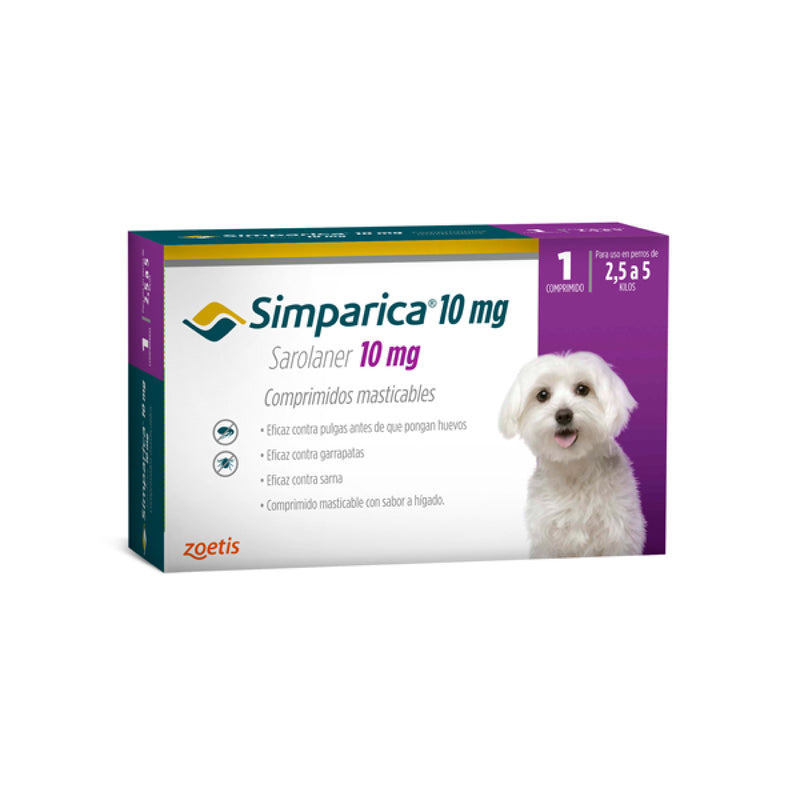 ANTIPARASITARIO SIMPARICA 10MG 2.5-5KG  X 1 COMPRIMIDO