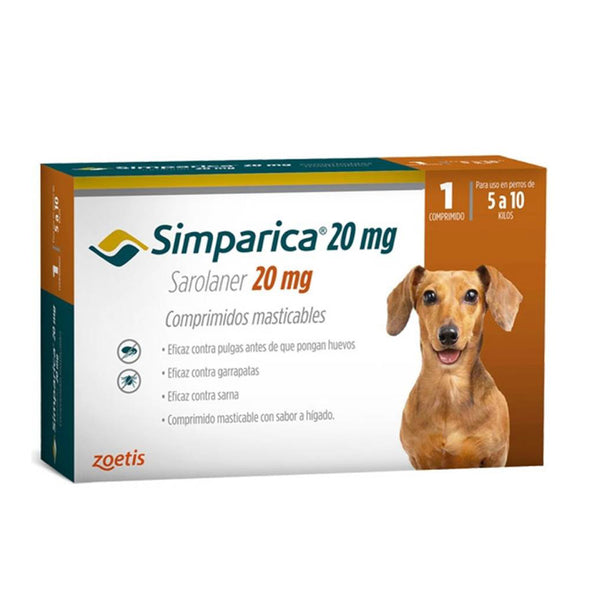 ANTIPARASITARIO SIMPARICA 20MG 5.1-10KG X 1 COMPRIMIDO