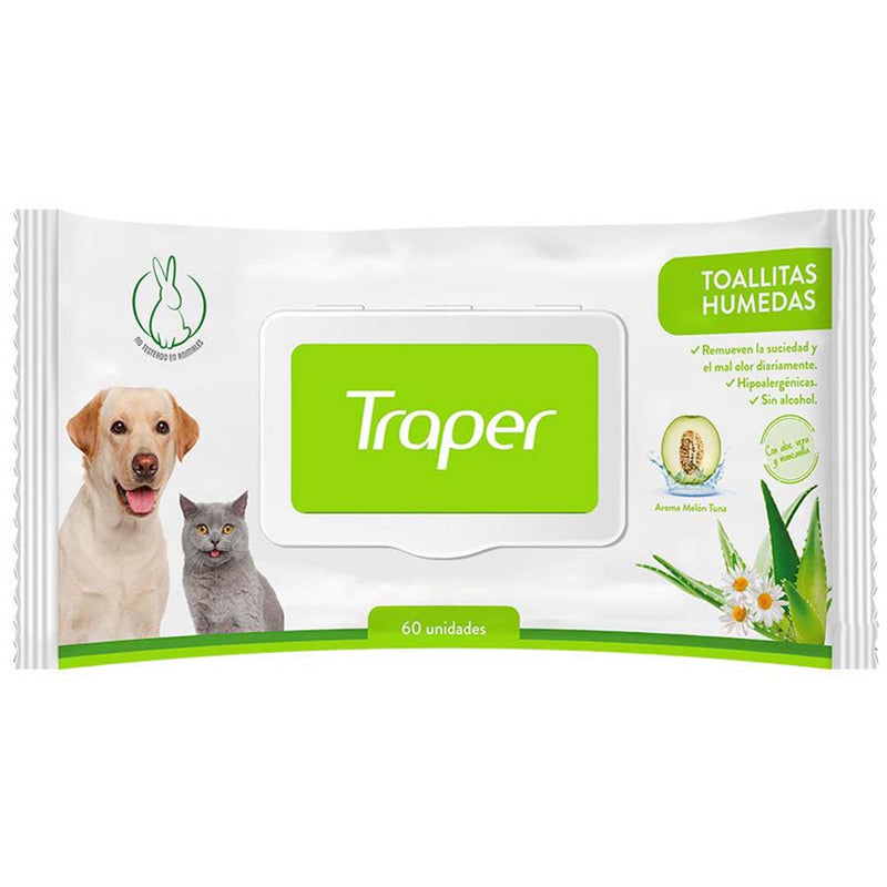 TOALLITAS HUMEDAS P/MASCOTAS TRAPER X60UNID.