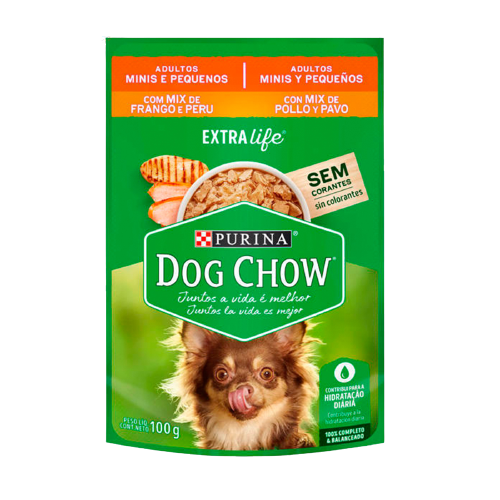DOG CHOW SOBRE MINIS PEQUEÑOS MIX POLLO/PAVO 100GR