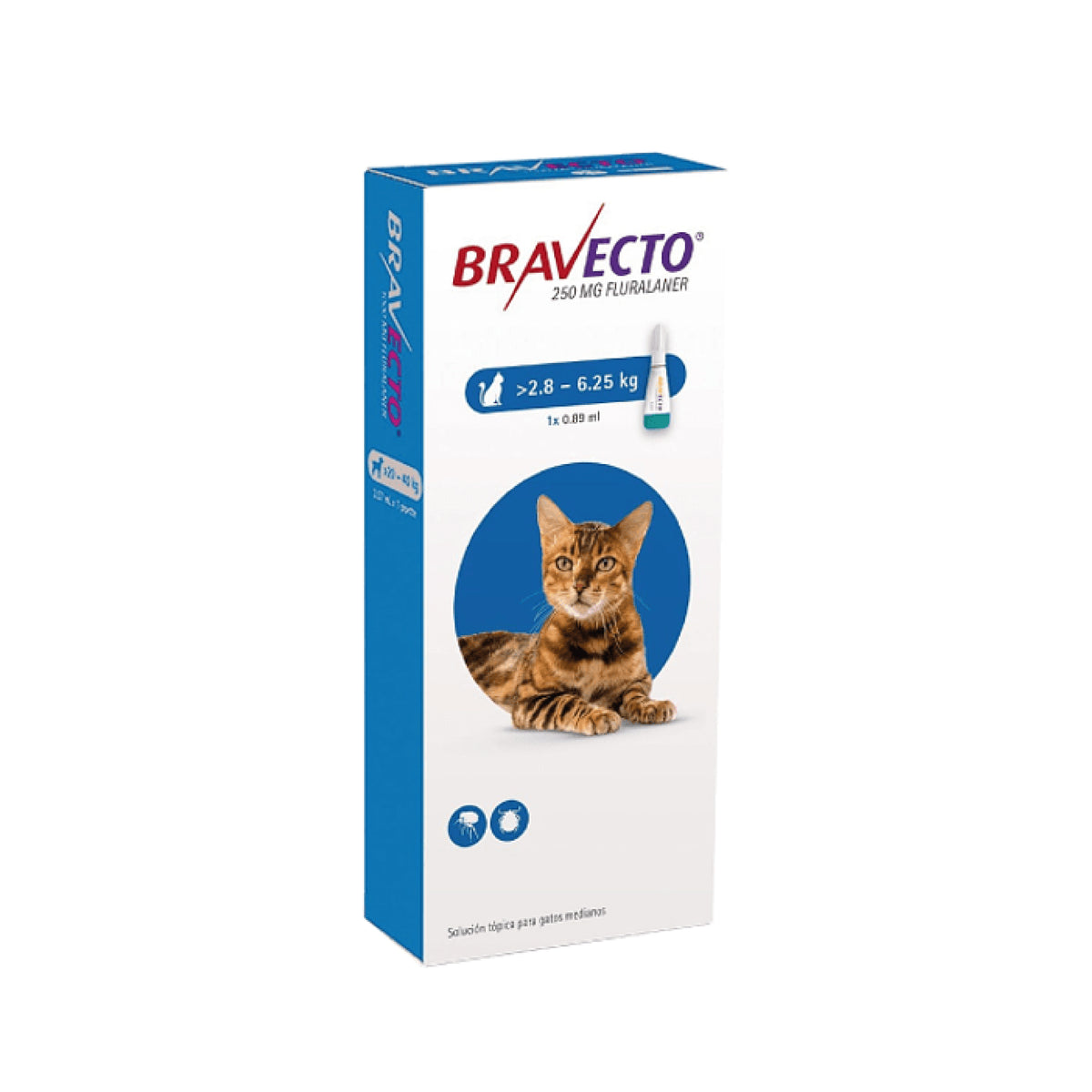 PIPETA BRAVECTO GATO MEDIANO 2.8-6.25 X UNIDAD