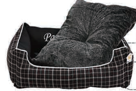 CAMA MASCOTA RECTANGULAR ACOLCHADA DISEÑO NEGRO (9317-2005)